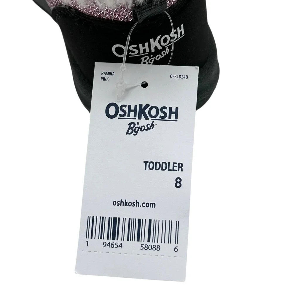 OshKosh BGosh Toddler Girls Ankle‎ Winter Boots Size 8 Pink Black Faux Fur Trim